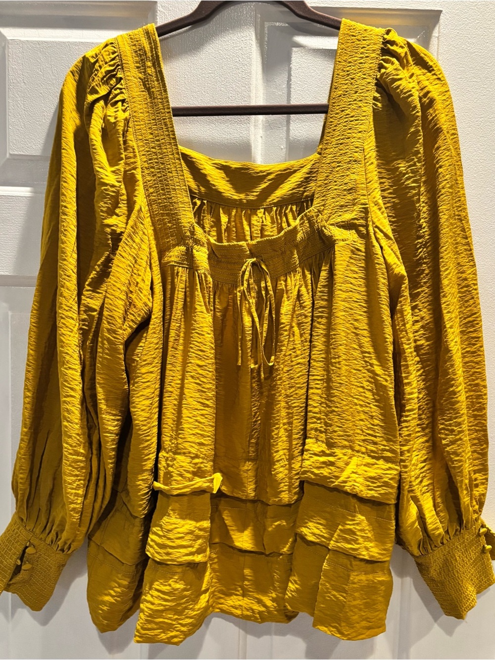 Maeve Mustard Yellow Peasant Blouse - Size L, Anthropologie